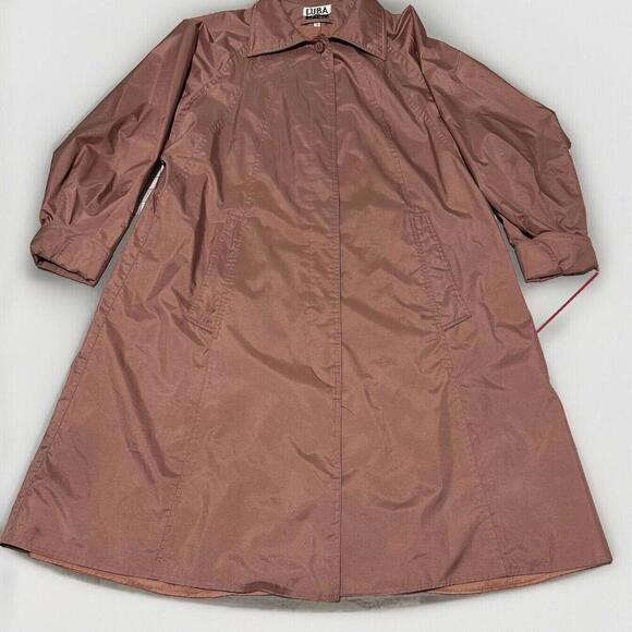 Vintage 70’s 80's Luba Fit Flare Pink Celestial Trench Coat Women’s Size 7/8 M/L